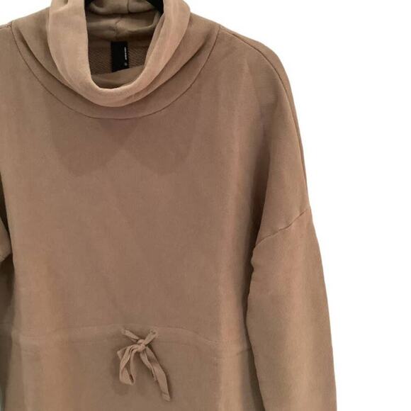 Bobi French Terry Tunic In Java Funnel Neck Waist Adjustable Drawstring Medium - Picture 4 of 10